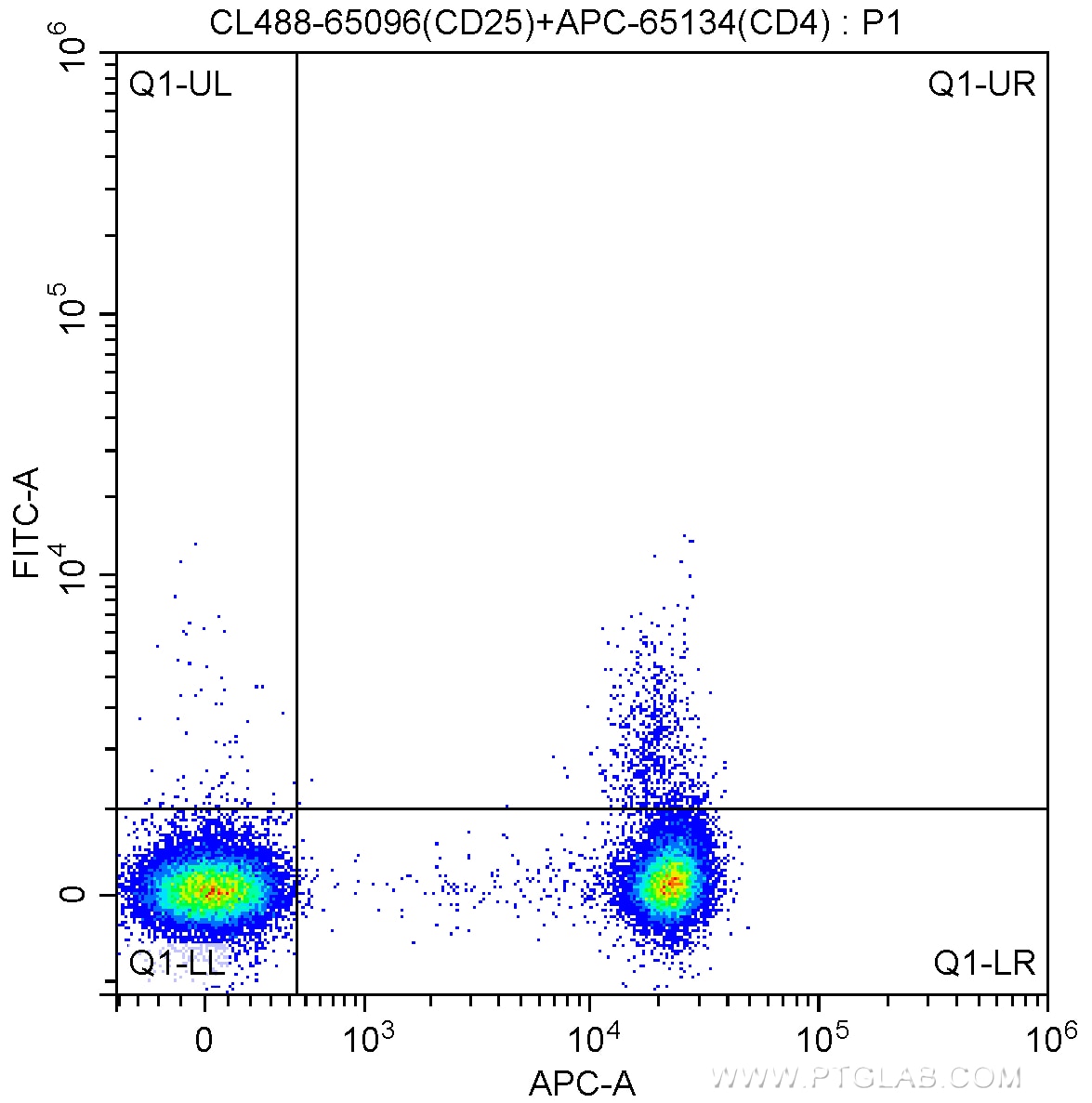 FC experiment of human peripheral blood lymphocytes using CL488-65096