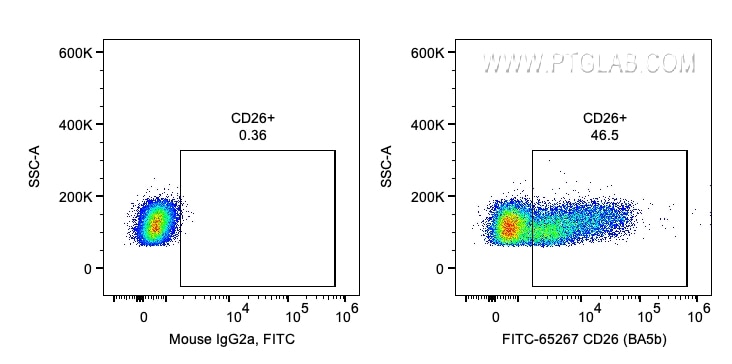 Flow cytometry (FC) experiment of human PBMCs using FITC Plus Anti-Human CD26 (BA5b) (FITC-65267)