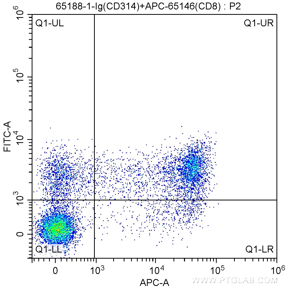 Flow cytometry (FC) experiment of human peripheral blood lymphocytes using Anti-Human CD314 (1D11) (65188-1-Ig)