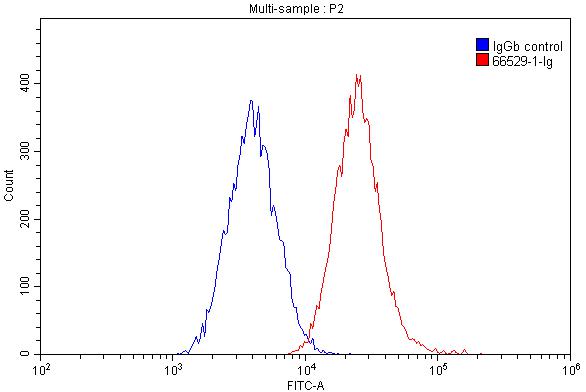 Flow cytometry (FC) experiment of THP-1 cells using FCGR2A / CD32a Monoclonal antibody (66529-1-Ig)