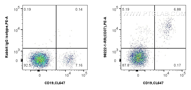 Flow cytometry (FC) experiment of human PBMCs using Anti-Human CD37 Rabbit Recombinant Antibody (98222-1-RR)