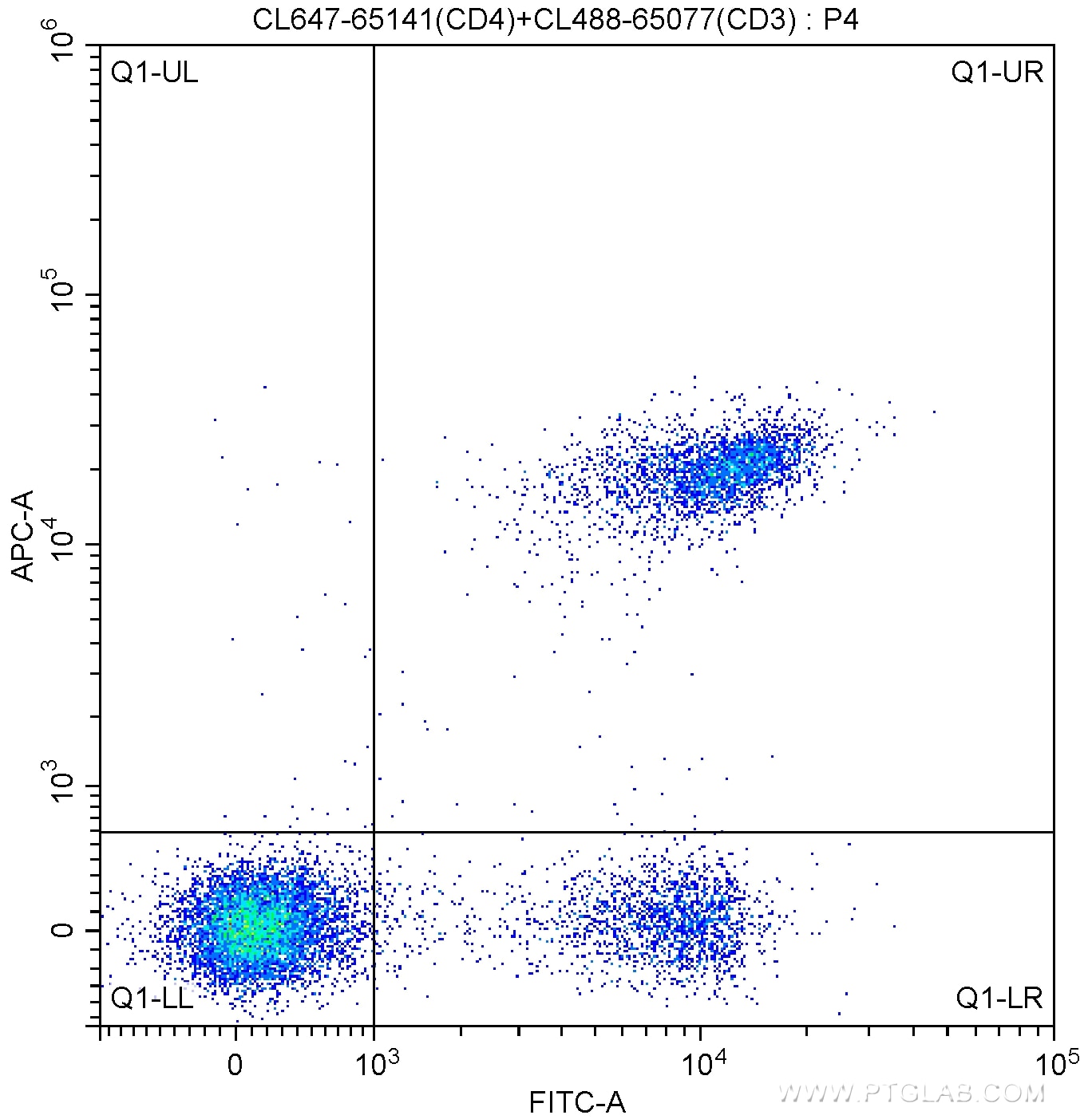 Flow cytometry (FC) experiment of mouse splenocytes using CoraLite® Plus 647 Anti-Mouse CD4 (RM4-5) (CL647-65141)