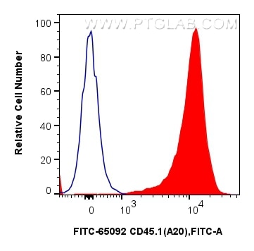 Flow cytometry (FC) experiment of SJL mouse splenocytes using FITC Anti-Mouse CD45.1 (A20) (FITC-65092)