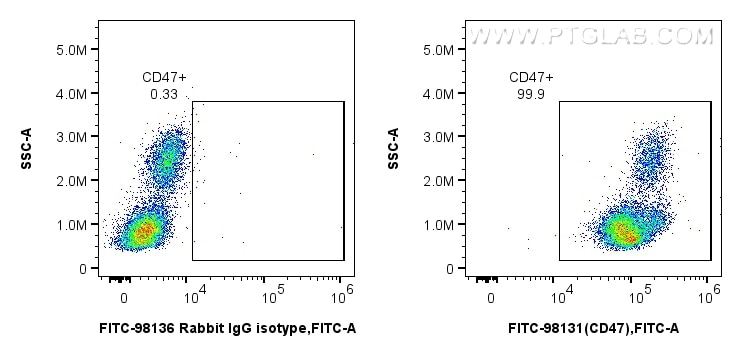 Flow cytometry (FC) experiment of human PBMCs using FITC Plus Anti-Human CD47 Rabbit Recombinant Antib (FITC-98131)