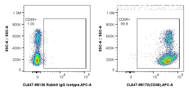 FC experiment of human PBMCs using CL647-98170 Flow cytometry (FC) experiment of human PBMCs using CoraLite® Plus 647 Anti-Human CD48 Rabbit Recombin (CL647-98170)