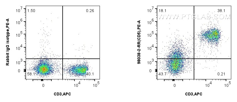 Flow cytometry (FC) experiment of mouse splenocytes using Anti-Mouse CD5 Rabbit Recombinant Antibody (98038-2-RR)