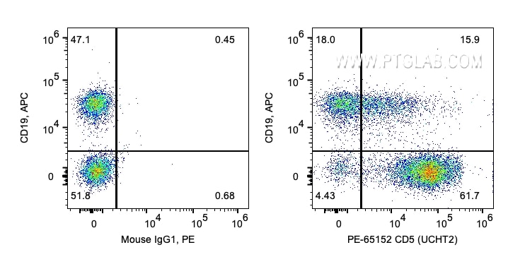 Flow cytometry (FC) experiment of human PBMCs using PE Anti-Human CD5 (UCHT2) (PE-65152)