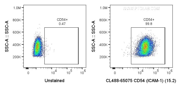 Flow cytometry (FC) experiment of human PBMCs using CoraLite® Plus 488 Anti-Human CD54 (ICAM-1) (15.2) (CL488-65075)