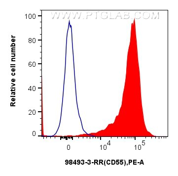 Flow cytometry (FC) experiment of human blood using Anti-Human CD55 Rabbit Recombinant Antibody (98493-3-RR)