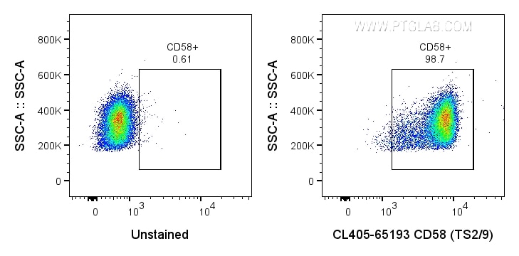 Flow cytometry (FC) experiment of human PBMCs using CoraLite® Plus 405 Anti-Human CD58 (TS2/9) (CL405-65193)