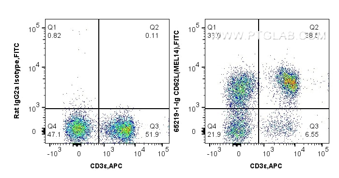FC experiment of C57BL/6 mouse splenocytes using 65219-1-Ig