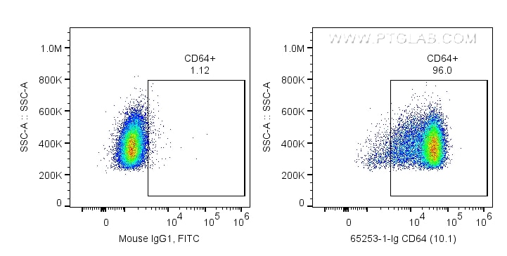 Flow cytometry (FC) experiment of human PBMCs using Anti-Human CD64 (10.1) (65253-1-Ig)