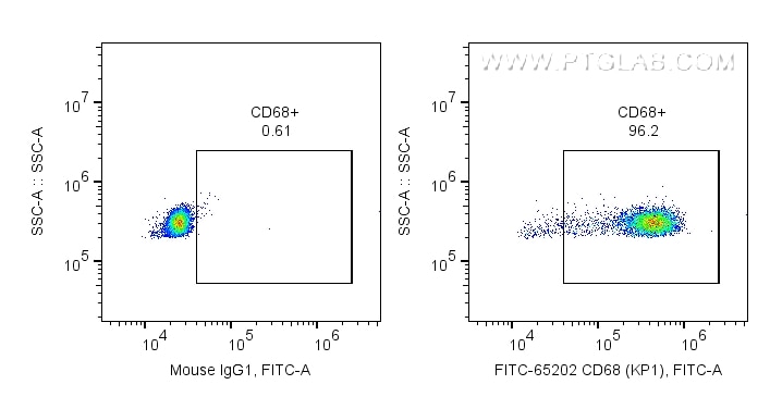 FC experiment of human PBMCs using FITC-65202