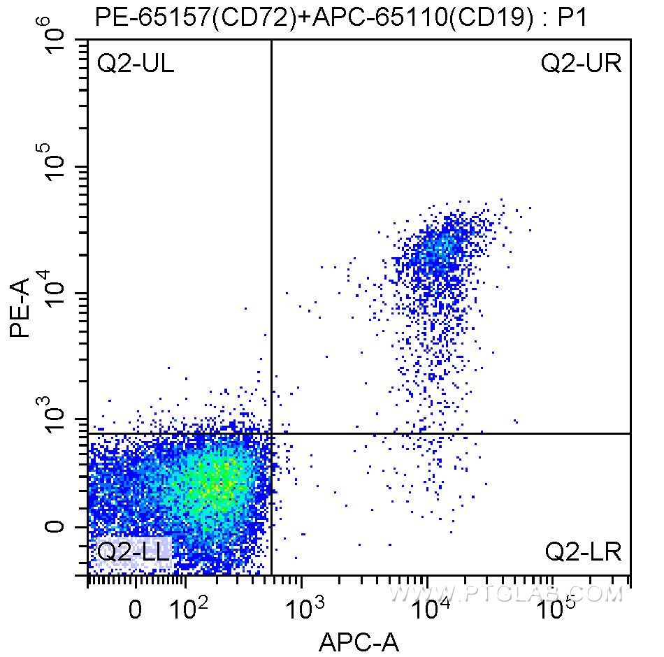 Flow cytometry (FC) experiment of human peripheral blood lymphocytes using PE Anti-Human CD72 (3F3) (PE-65157)