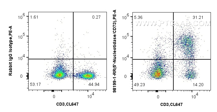 Flow cytometry (FC) experiment of mouse splenocytes using Anti-Mouse CD73 Rabbit Recombinant Antibody (98199-1-RR)
