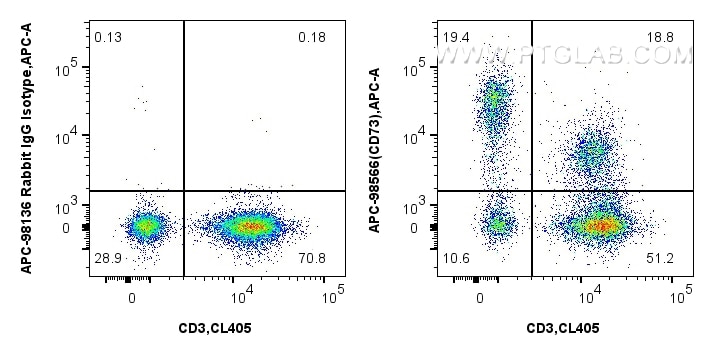 Flow cytometry (FC) experiment of human PBMCs using APC Anti-Human CD73 Rabbit Recombinant Antibody (APC-98566)