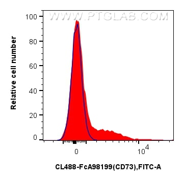 FC experiment of mouse splenocytes using CL488-FcA98199 Flow cytometry (FC) experiment of mouse splenocytes using FcZero-rAb® CoraLite® Plus 488 Anti-Mouse CD73 Rab (CL488-FcA98199)