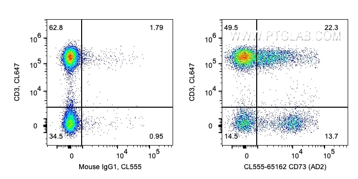 FC experiment of human PBMCs using CL555-65162