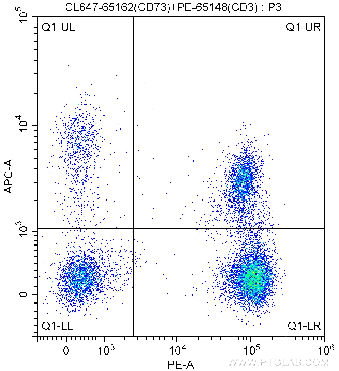 Flow cytometry (FC) experiment of human peripheral blood lymphocytes using CoraLite® Plus 647 Anti-Human CD73 (AD2) (CL647-65162)