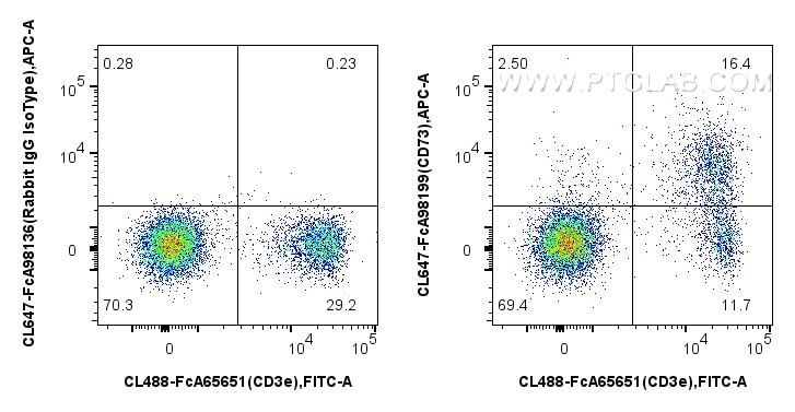 FC experiment of mouse splenocytes using CL647-FcA98199 Flow cytometry (FC) experiment of mouse splenocytes using FcZero-rAb® CoraLite® Plus 647 Anti-Mouse CD73 Rab (CL647-FcA98199)