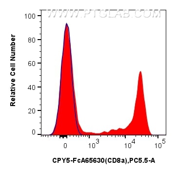 Flow cytometry (FC) experiment of human PBMCs using FcZero-rAb™ PerCP-Cyanine5.5 Anti-Human CD8 (SK1)  (CPY5-FcA65630)