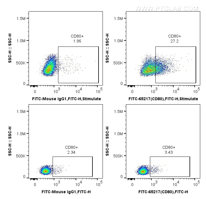 FC experiment of wistar rat splenocytes using FITC-65217