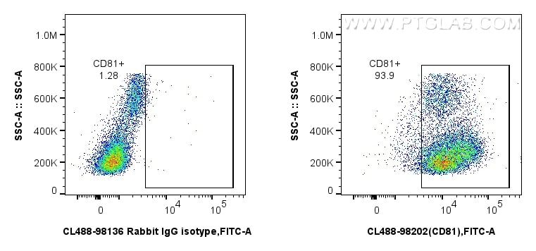 Flow cytometry (FC) experiment of human PBMCs using CoraLite® Plus 488 Anti-Human CD81 Rabbit Recombin (CL488-98202)