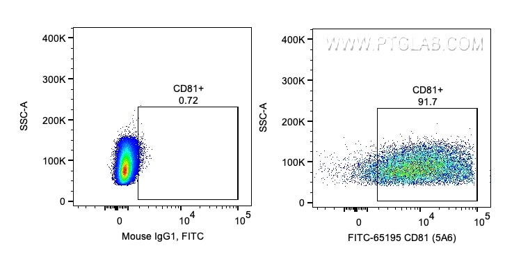 Flow cytometry (FC) experiment of human PBMCs using FITC Plus Anti-Human CD81 (5A6) (FITC-65195)