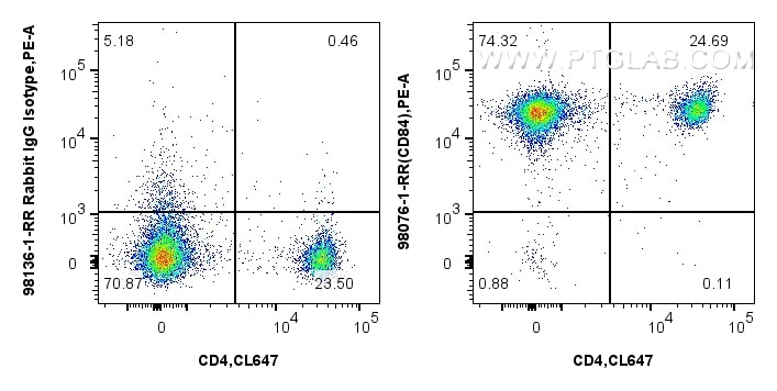 Flow cytometry (FC) experiment of mouse splenocytes using Anti-Mouse CD84 Rabbit Recombinant Antibody (98076-1-RR)