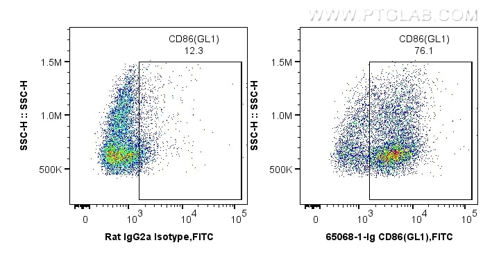 Flow cytometry (FC) experiment of mouse splenocytes using Anti-Mouse CD86 (GL1) (65068-1-Ig)
