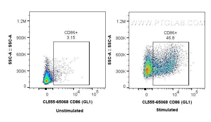 FC experiment of mouse splenocytes using CL555-65068