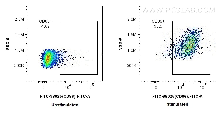 Flow cytometry (FC) experiment of mouse splenocytes using FITC Plus Anti-Mouse CD86 Rabbit Recombinant Antib (FITC-98025)
