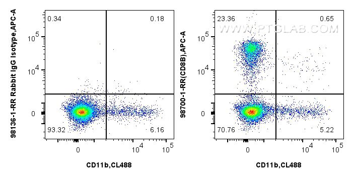 FC experiment of pig PBMCs using 98700-1-RR Flow cytometry (FC) experiment of pig PBMCs cells using Anti-Pig CD8b Rabbit Recombinant Antibody (98700-1-RR)