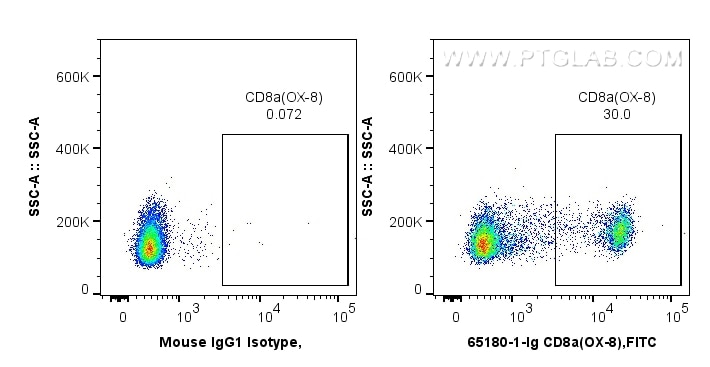 Flow cytometry (FC) experiment of wistar rat splenocytes using Anti-Rat CD8a (OX-8) (65180-1-Ig)