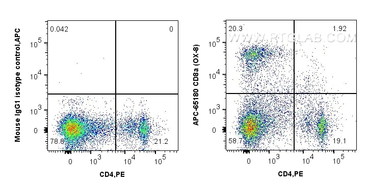 Flow cytometry (FC) experiment of rat splenocytes cells using APC Anti-Rat CD8a (OX-8) (APC-65180)