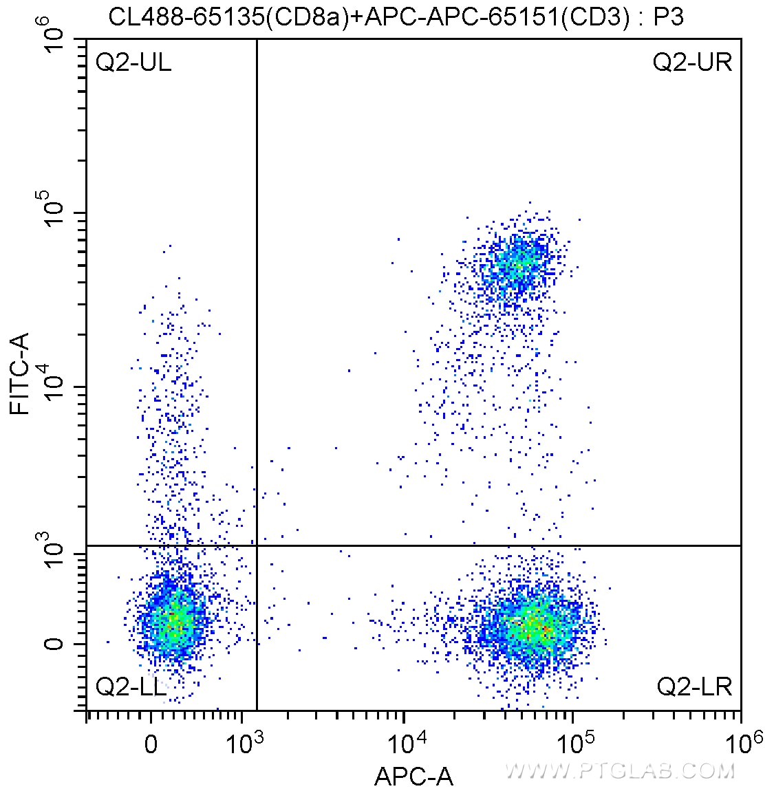 Flow cytometry (FC) experiment of human peripheral blood lymphocytes using CoraLite® Plus 488 Anti-Human CD8a (OKT8) (CL488-65135)