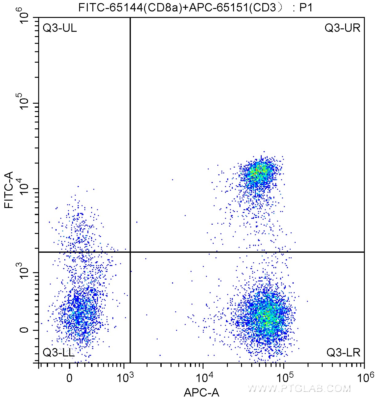 Flow cytometry (FC) experiment of human peripheral blood lymphocytes using FITC Anti-Human CD8a (RPA-T8) (FITC-65144)