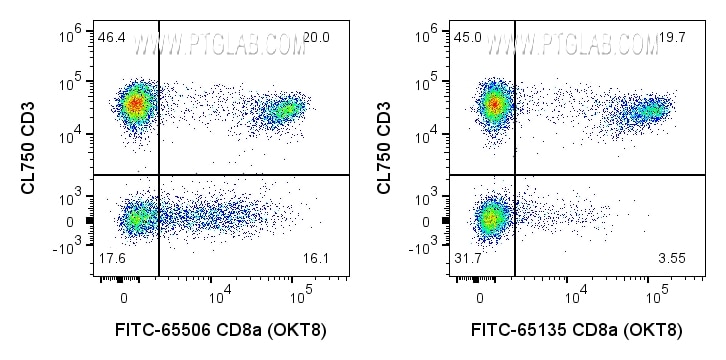 FC experiment of human PBMCs using FITC-65506