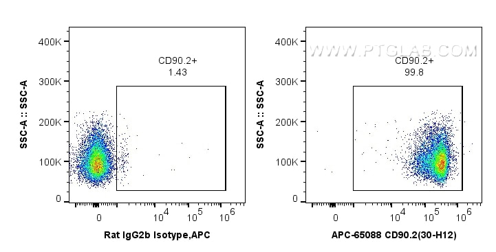 Flow cytometry (FC) experiment of C57BL/6 mouse thymocytes using APC Anti-Mouse CD90.2 (30-H12) (APC-65088)