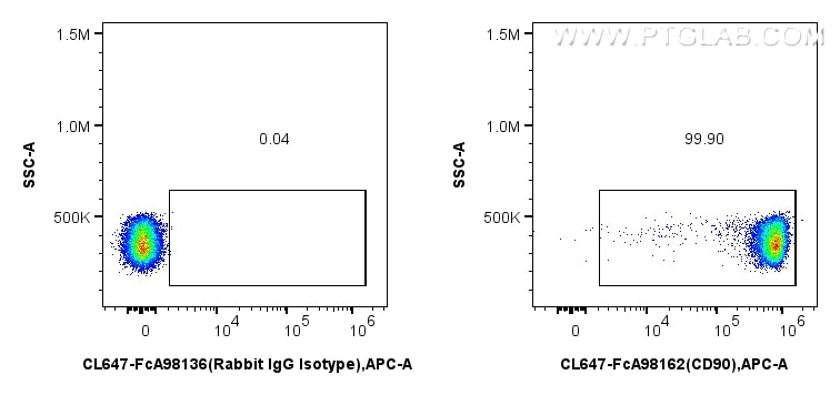 FC experiment of rat thymocytes using CL647-FcA98162 Flow cytometry (FC) experiment of rat thymocytes cells using FcZero-rAb® CoraLite® Plus 647 Anti-Rat CD90 Rabbi (CL647-FcA98162)