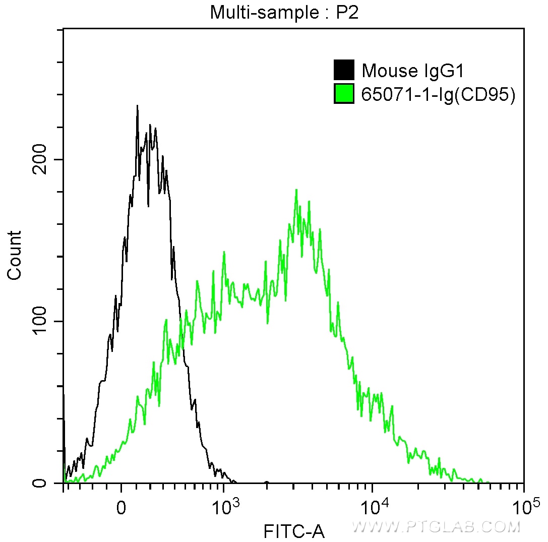 Flow cytometry (FC) experiment of human peripheral blood lymphocytes using Anti-Human CD95 (DX2) (65071-1-Ig)