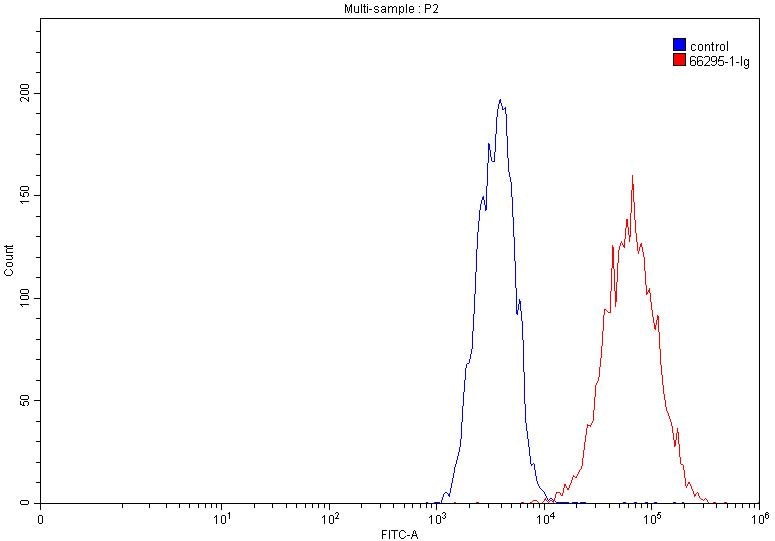 Flow cytometry (FC) experiment of A431 cells using P-cadherin Monoclonal antibody (66295-1-Ig)