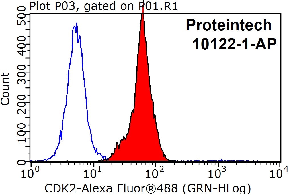 Flow cytometry (FC) experiment of HepG2 cells using CDK2 Polyclonal antibody (10122-1-AP)