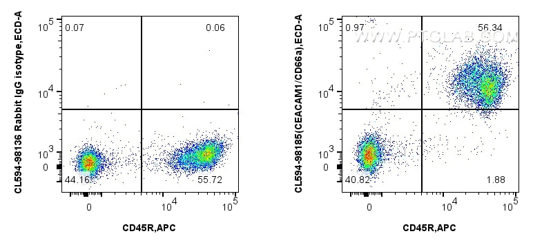 Flow cytometry (FC) experiment of mouse splenocytes using CoraLite®594 Anti-Mouse CEACAM1/CD66a Rabbit Recom (CL594-98185)