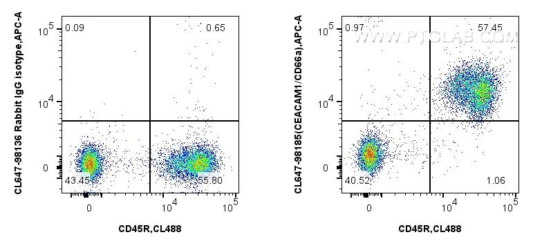 Flow cytometry (FC) experiment of mouse splenocytes using CoraLite® Plus 647 Anti-Mouse CEACAM1/CD66a Rabbit (CL647-98185)