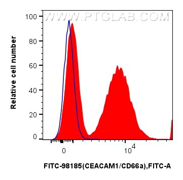 Flow cytometry (FC) experiment of mouse splenocytes using FITC Plus Anti-Mouse CEACAM1/CD66a Rabbit Recombin (FITC-98185)