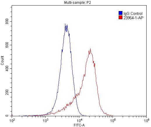 Flow cytometry (FC) experiment of HUVEC cells using CLEC14A Polyclonal antibody (23964-1-AP)