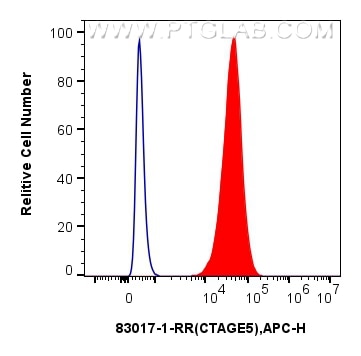 Flow cytometry (FC) experiment of HepG2 cells using CTAGE5 Recombinant antibody (83017-1-RR)