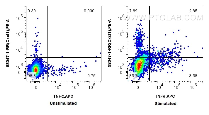 Flow cytometry (FC) experiment of mouse splenocytes using Anti-Mouse CXCL1 Rabbit Recombinant Antibody (98047-1-RR)