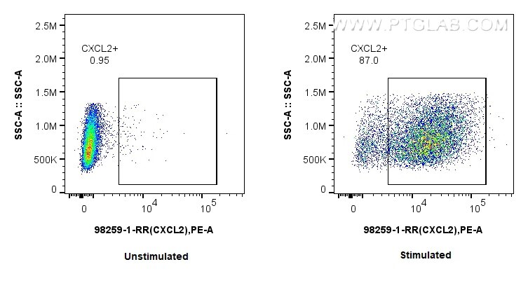Flow cytometry (FC) experiment of RAW 264.7 cells using Anti-Mouse CXCL2 Rabbit Recombinant Antibody (98259-1-RR)